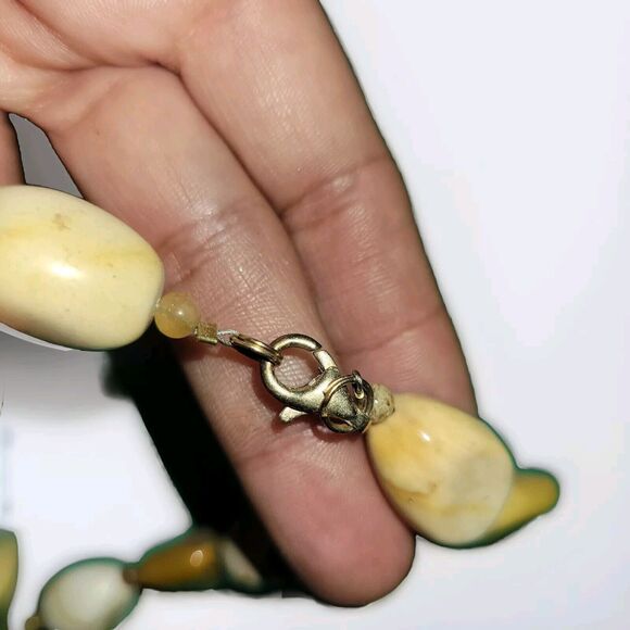 Natural Yellow Mookaite Jasper Necklace Chunky Polished Faceted Stones Heavy - Picture 4 of 10